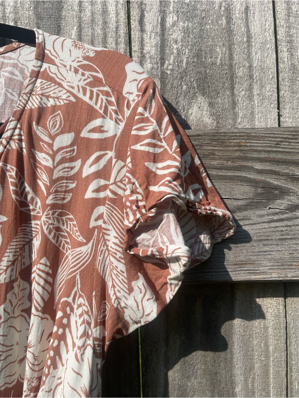 Olive & Oak Rust and White Floral Wrap Jumpsuit - Picture 3 of 9